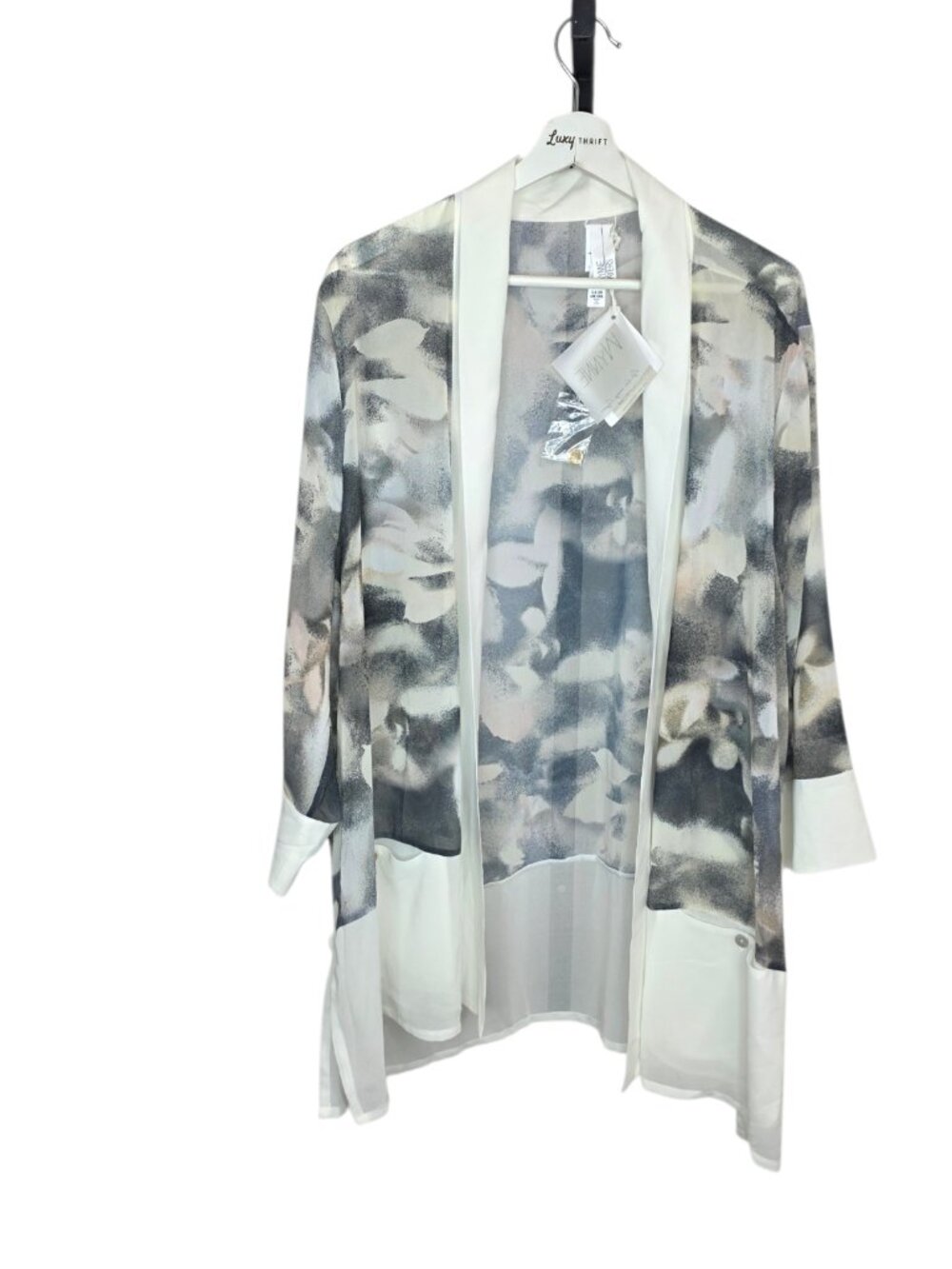 Wynne Layers Open Front Lightweight Pocket Cardigan, 3/4 Wide Sleeve, Size 2X